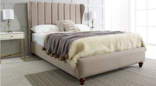 Eldermont Wingback Channelled Upholstered Bed Frame
