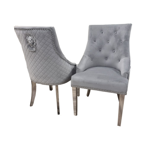 Rhea Chrome Velvet Dining Chair 