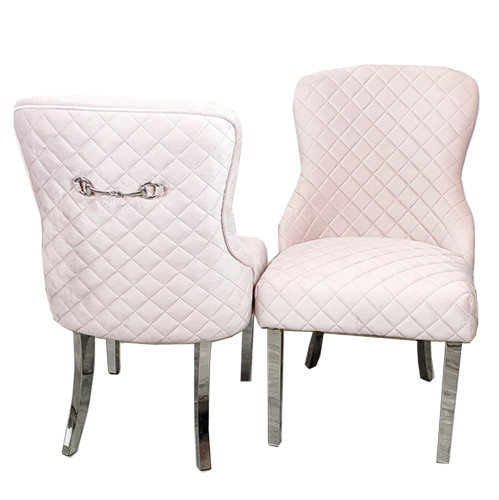 Kate Velvet Dining Chair – Blush Pink Edition